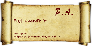 Puj Avenár névjegykártya